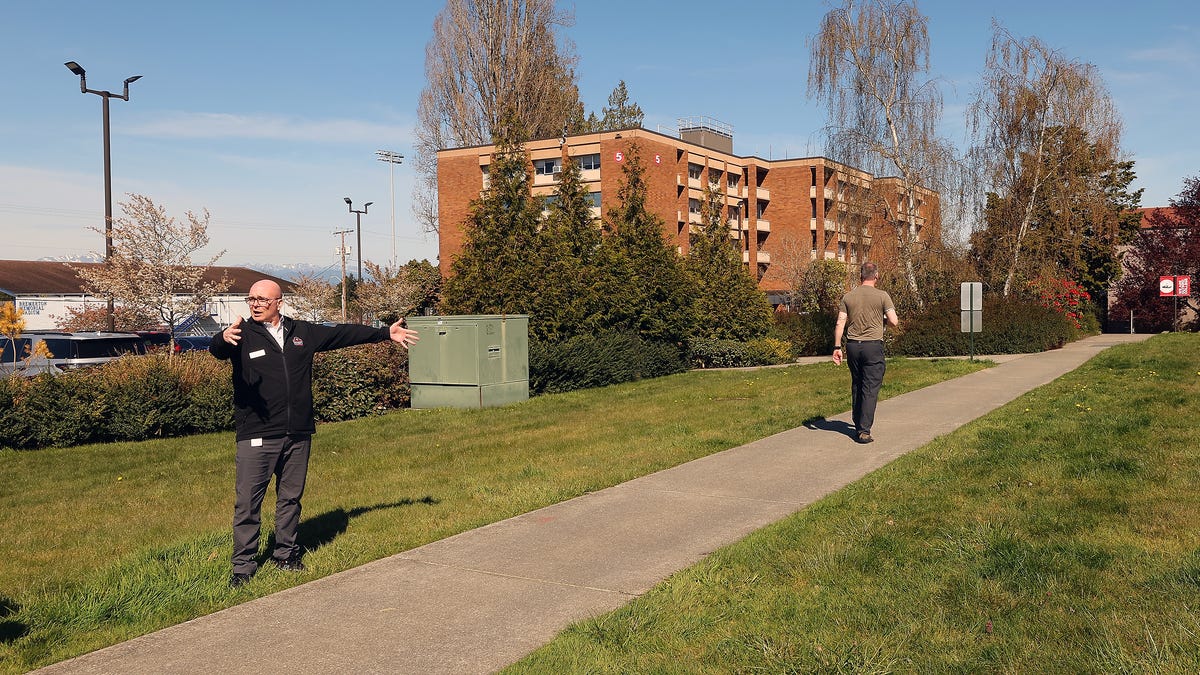 Aerial view of Olympic College Bremerton campus showing future site of Innovation Technology Center building