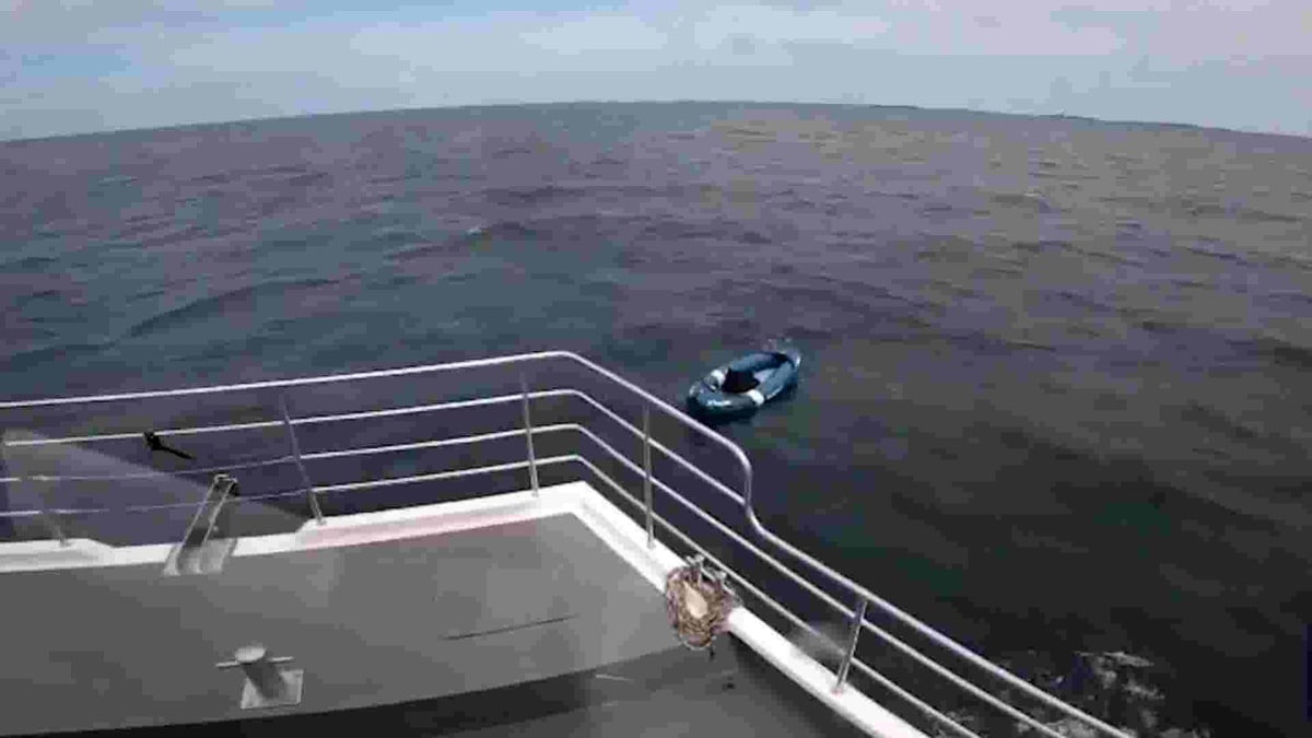 Boat Crew Rescues Dog Lost at Sea on Inflatable Kayak