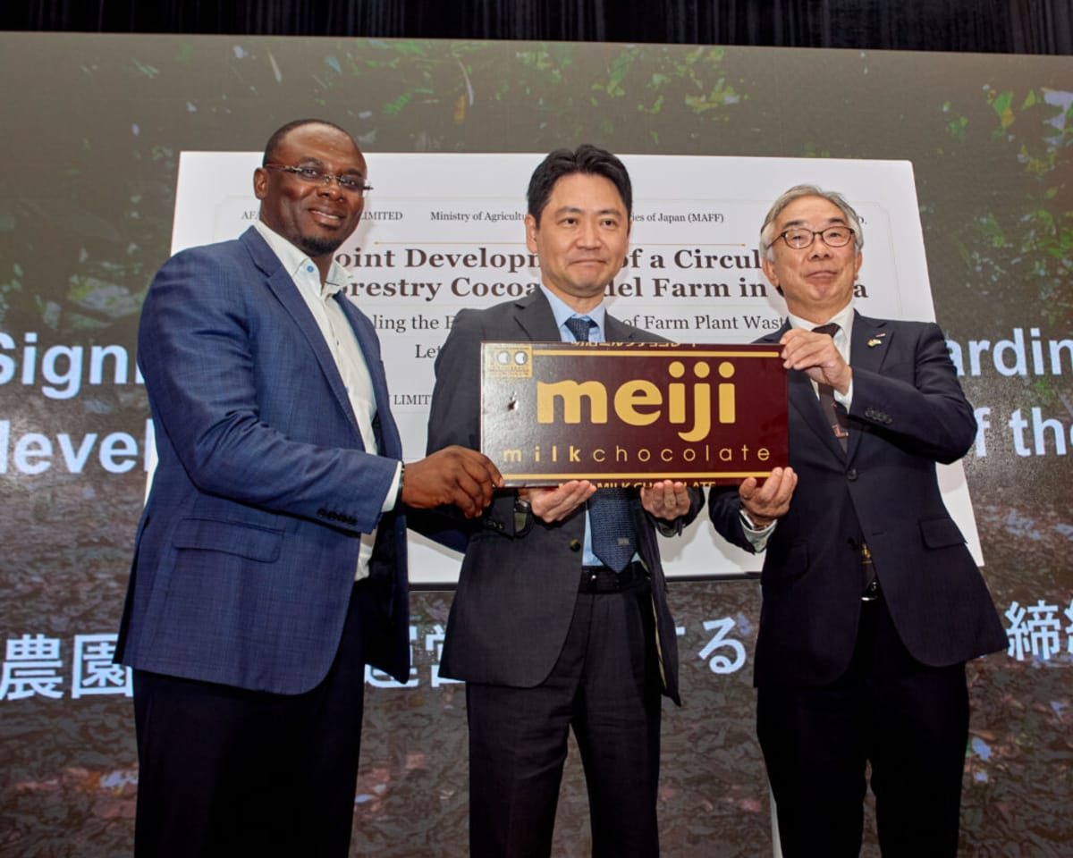 Afarinick, Meiji sign agreement to develop sustainable cocoa agroforestry model in Ghana.