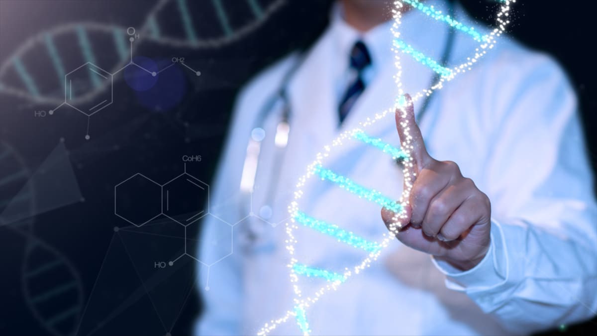 Scientists working with gene therapy equipment in modern medical research laboratory