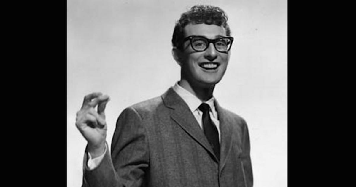 Black horn-rimmed glasses worn by rock pioneer Buddy Holly before 1959 plane crash