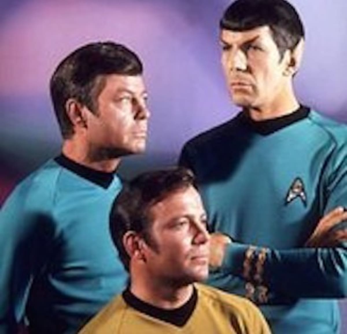 ** Original Star Trek cast on USS Enterprise bridge set from 1966 television series