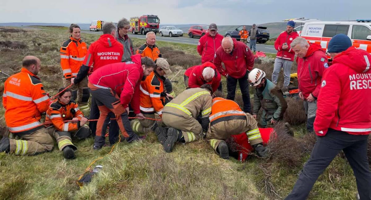 18 Rescuers Free Dog Trapped 21 Feet Underground