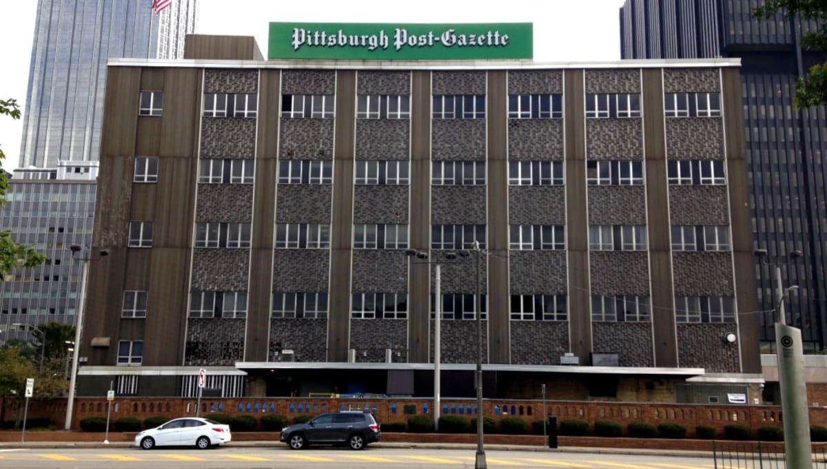 Historic Pittsburgh Post-Gazette newspaper building exterior in downtown Pittsburgh Pennsylvania
