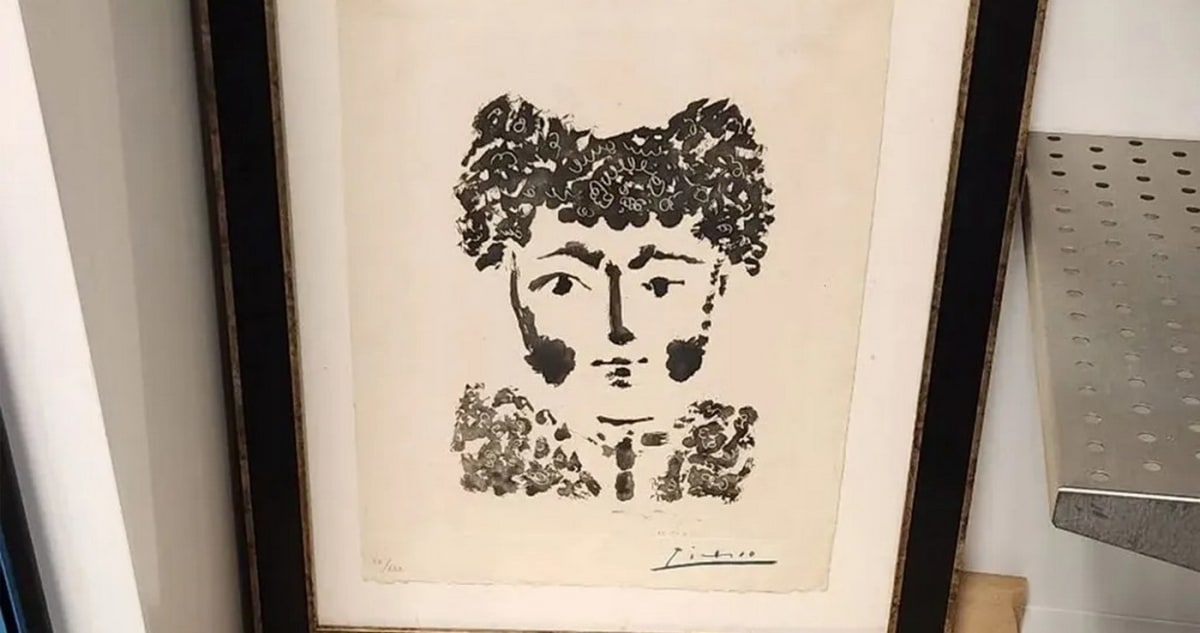 Picasso's 1949 etching Torero showing a bullfighter, recovered by Milwaukee police after eight years