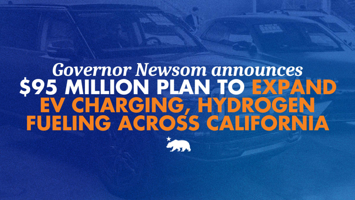 Electric vehicle charging at public station in California with solar panels visible