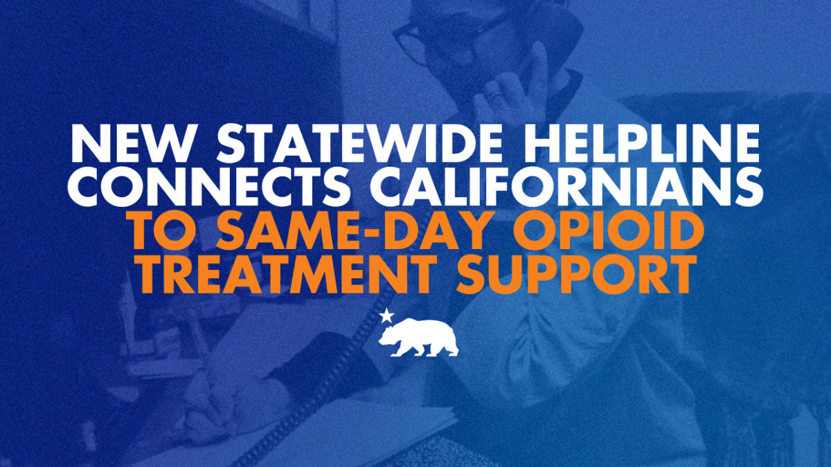 Person holding phone displaying CA Bridge Connect helpline number offering same-day addiction treatment support