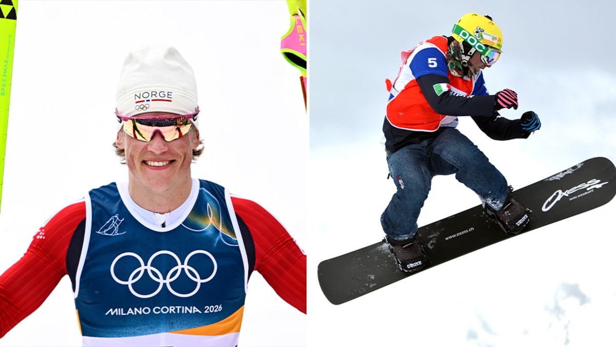 Norwegian cross-country skier Johannes Høsflot Klæbo celebrating gold medal victory at 2026 Winter Olympics