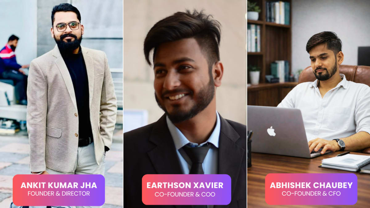 Indian entrepreneurs collaborating on startup ideas with laptop and business documents