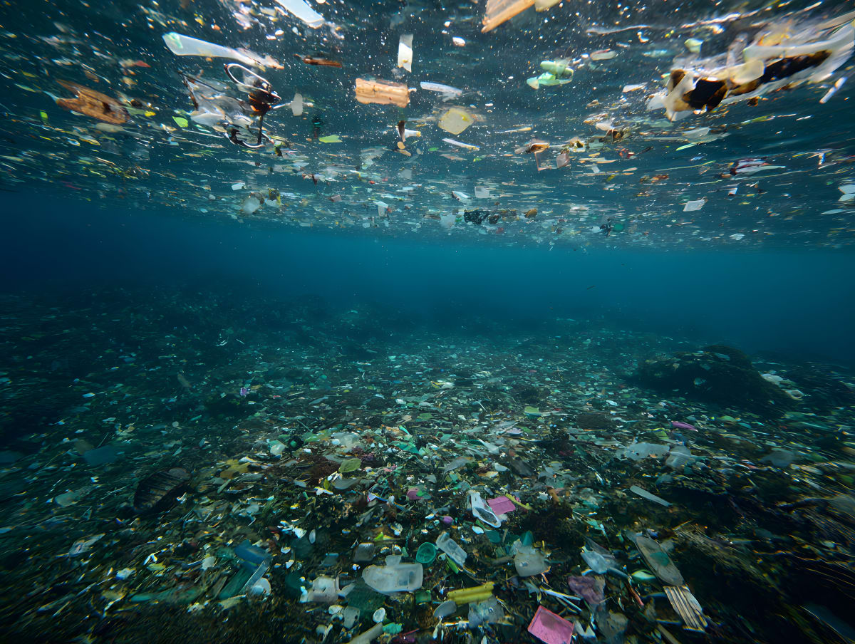 Underwater robot using artificial intelligence to collect plastic debris from ocean floor