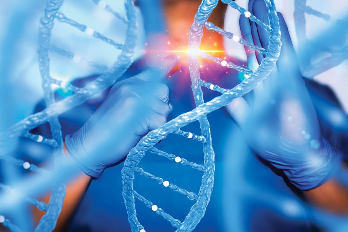 Scientists working with advanced gene editing technology in modern laboratory to develop treatments for rare diseases