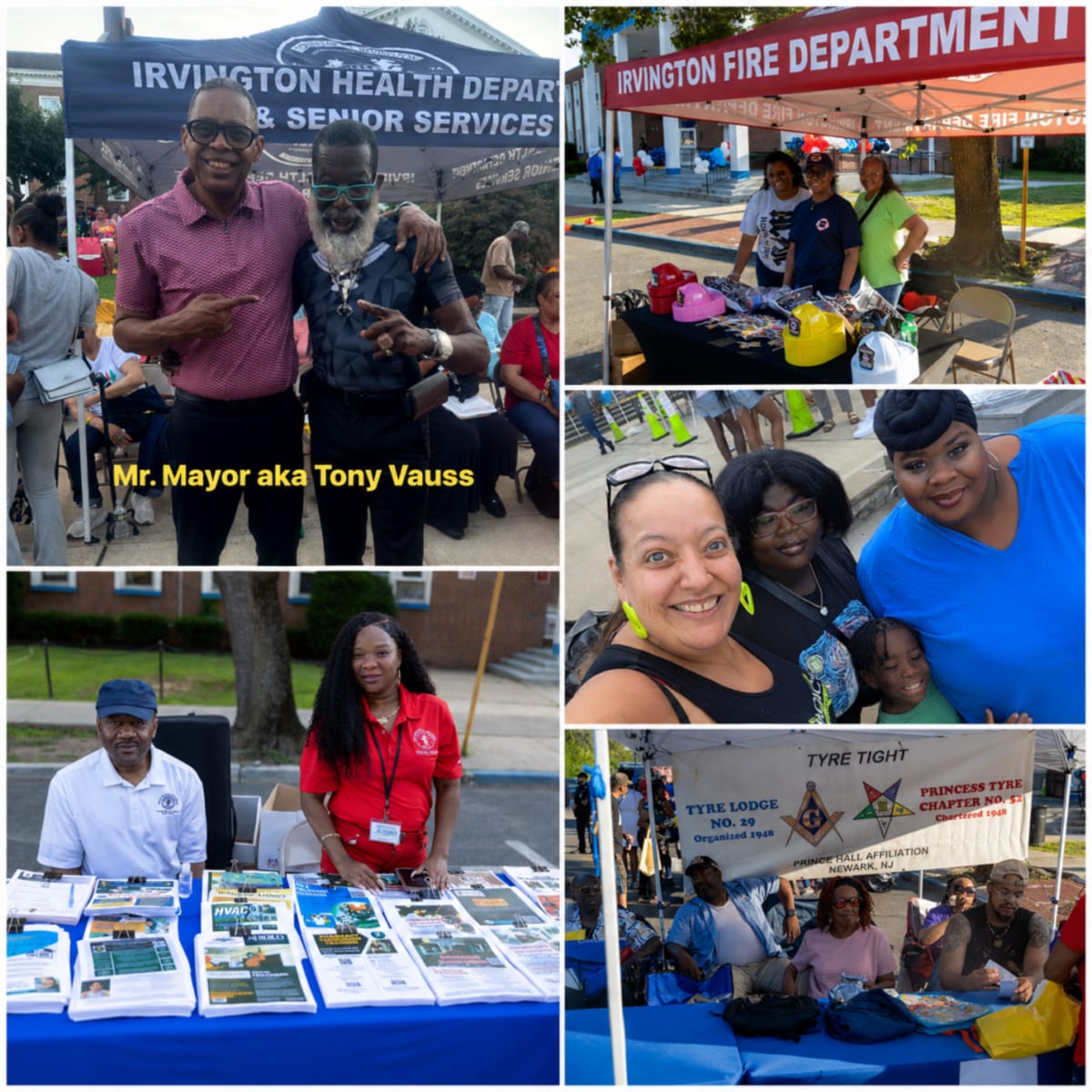 Families and police officers gather together at outdoor community celebration in Irvington New Jersey