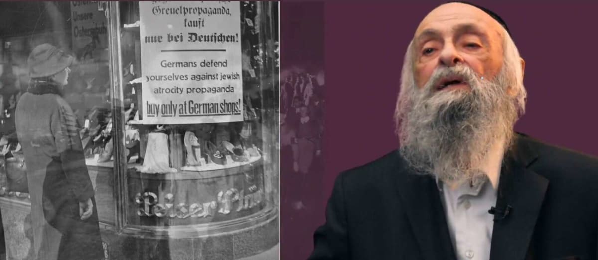 Holocaust survivor Benno Kern standing with Claims Conference Vice President Gregory Schneider