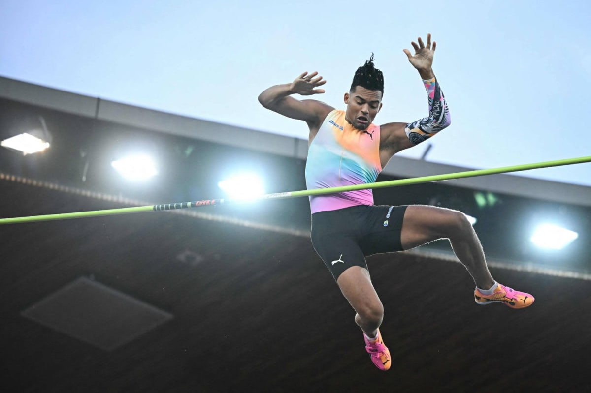 Greek pole vaulter Emmanouil Karalis competing at Diamond League track and field meet