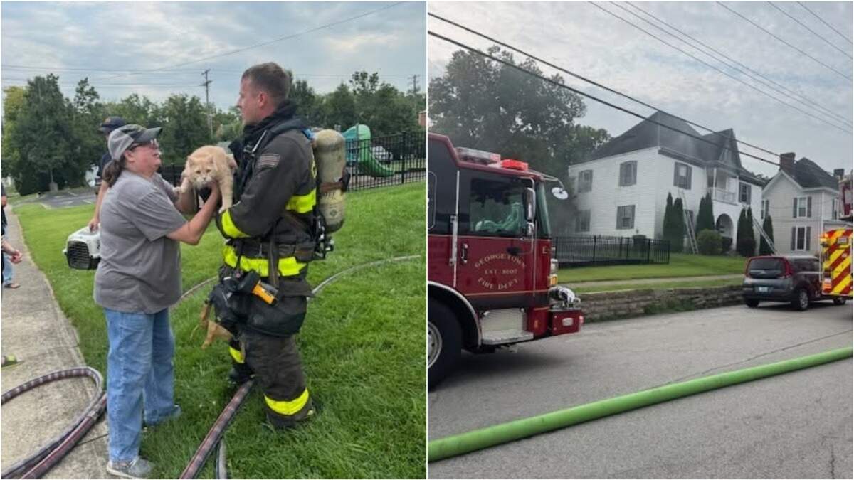 Georgetown firefighters respond to residential structure fire with smoke visible from second story