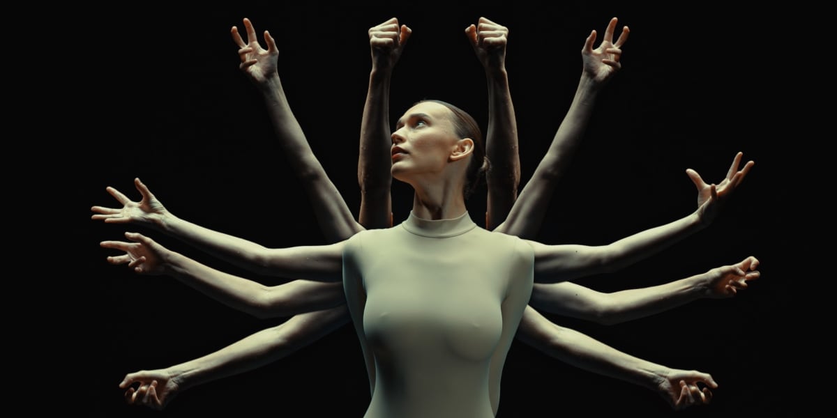 Ballerina Masha Cherezova in dance pose, leukemia survivor turned choreographer and director