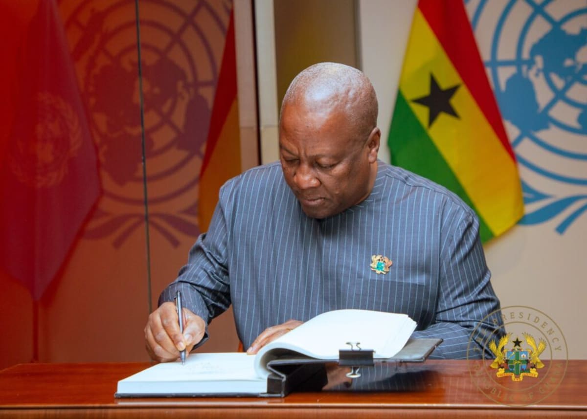 President John Mahama speaking at United Nations General Assembly about historic slavery resolution