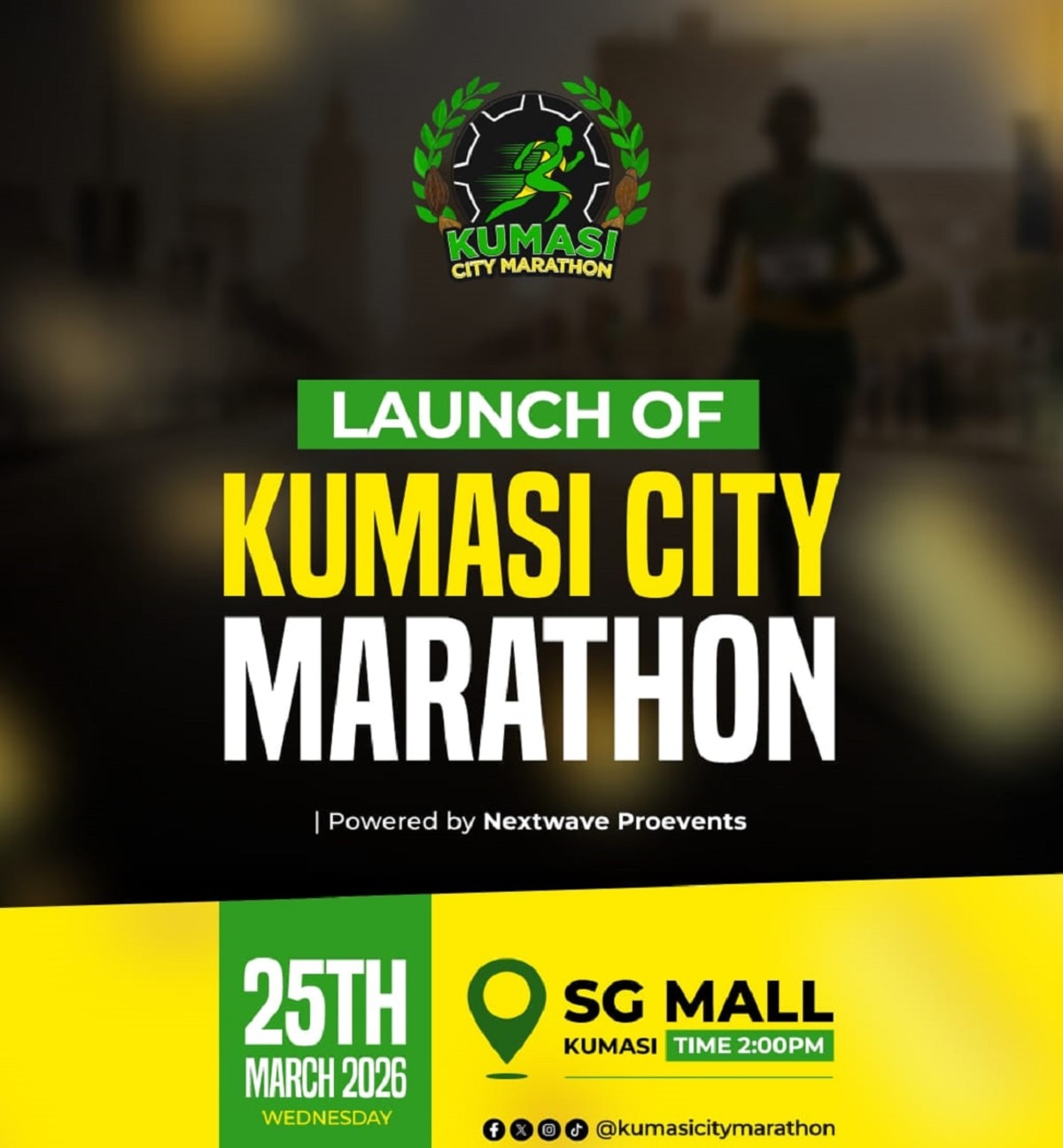 Runners participating in a marathon through Kumasi, Ghana's historic cultural capital city