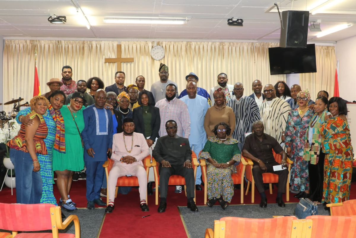 Ghanaian community members meeting with government officials in Zurich, Switzerland for policy dialogue