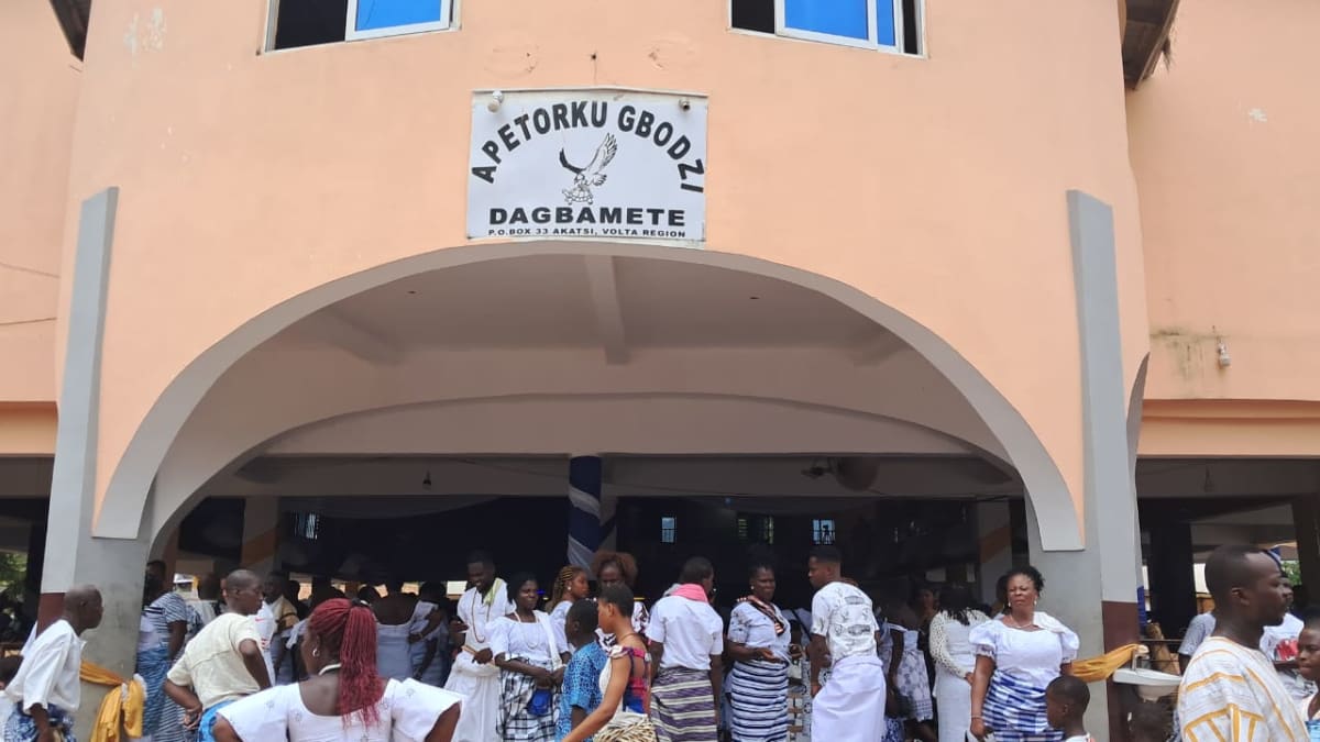 Traditional festival gathering in Dagbamete, Ghana celebrating cultural heritage and community development initiatives