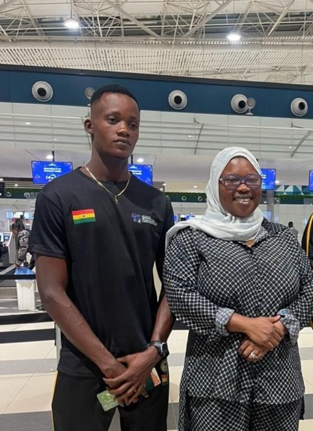 Para swimmer Promise Aheto with Ghana Para Swimming Association President Farida Iddriss celebrating historic qualification