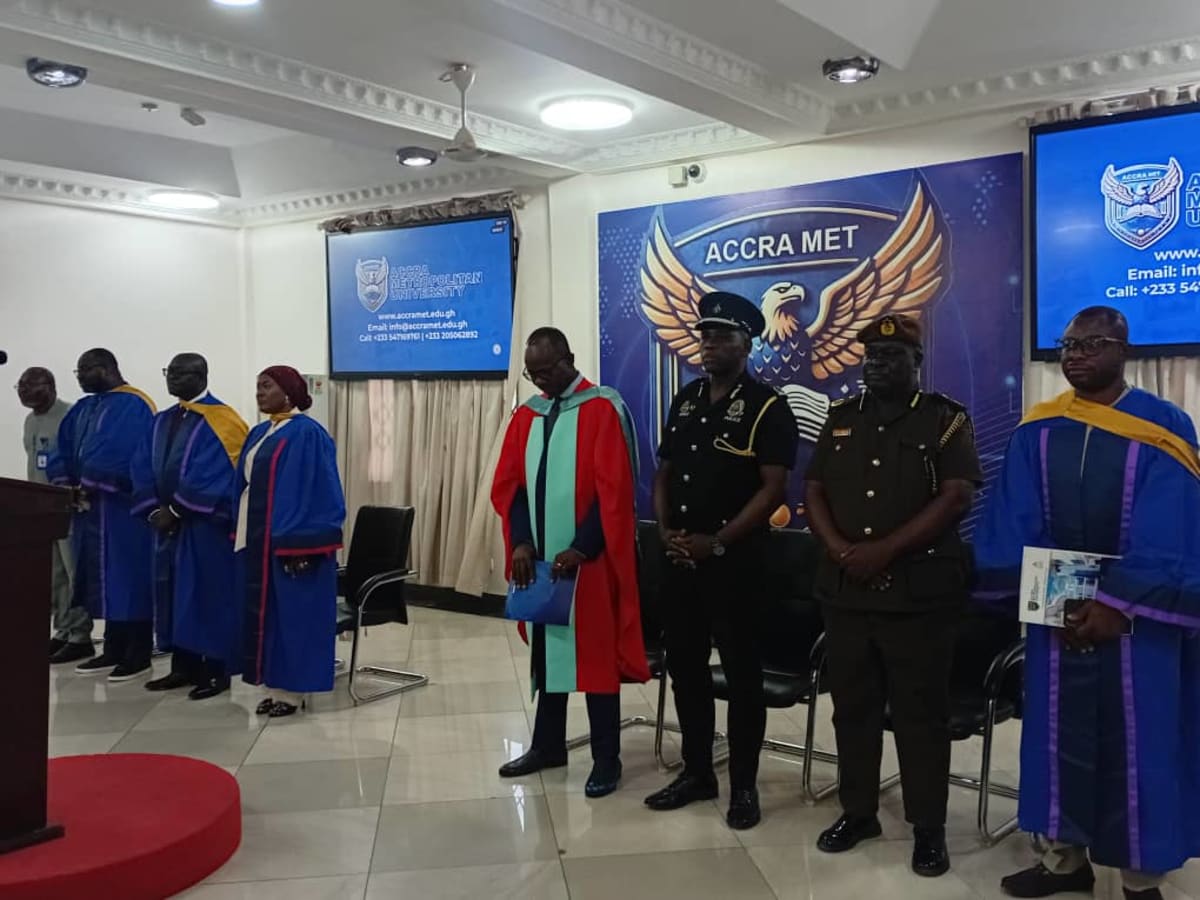 Students and officials gather at Accra Metropolitan University for cybersecurity program launch ceremony