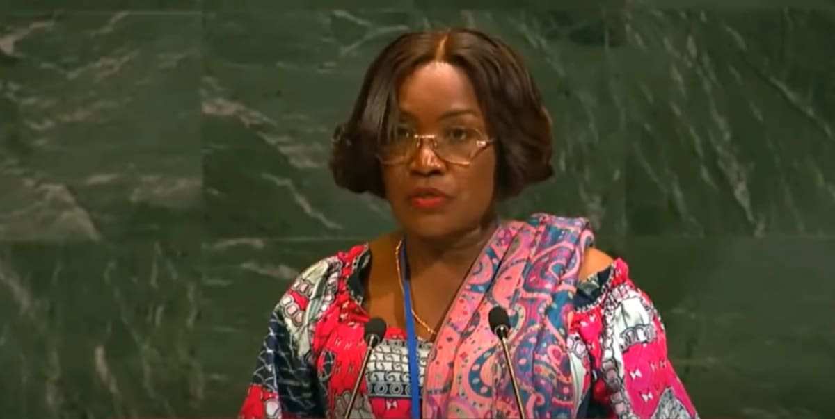 Ghana Director-General of Prisons Patience Baffoe-Bonnie speaking at United Nations General Assembly podium