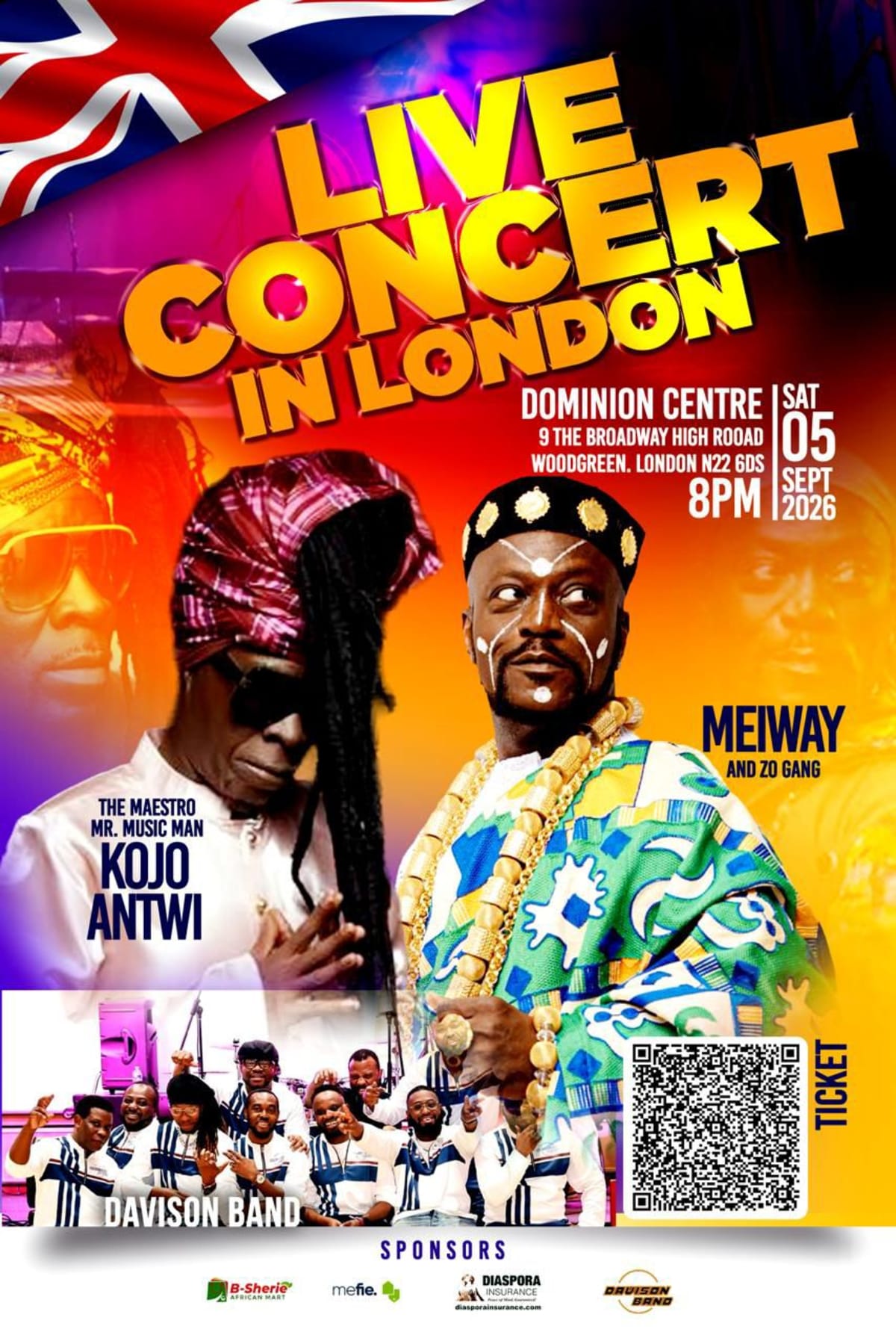 Kojo Antwi and Meiway performing live on stage at London concert venue