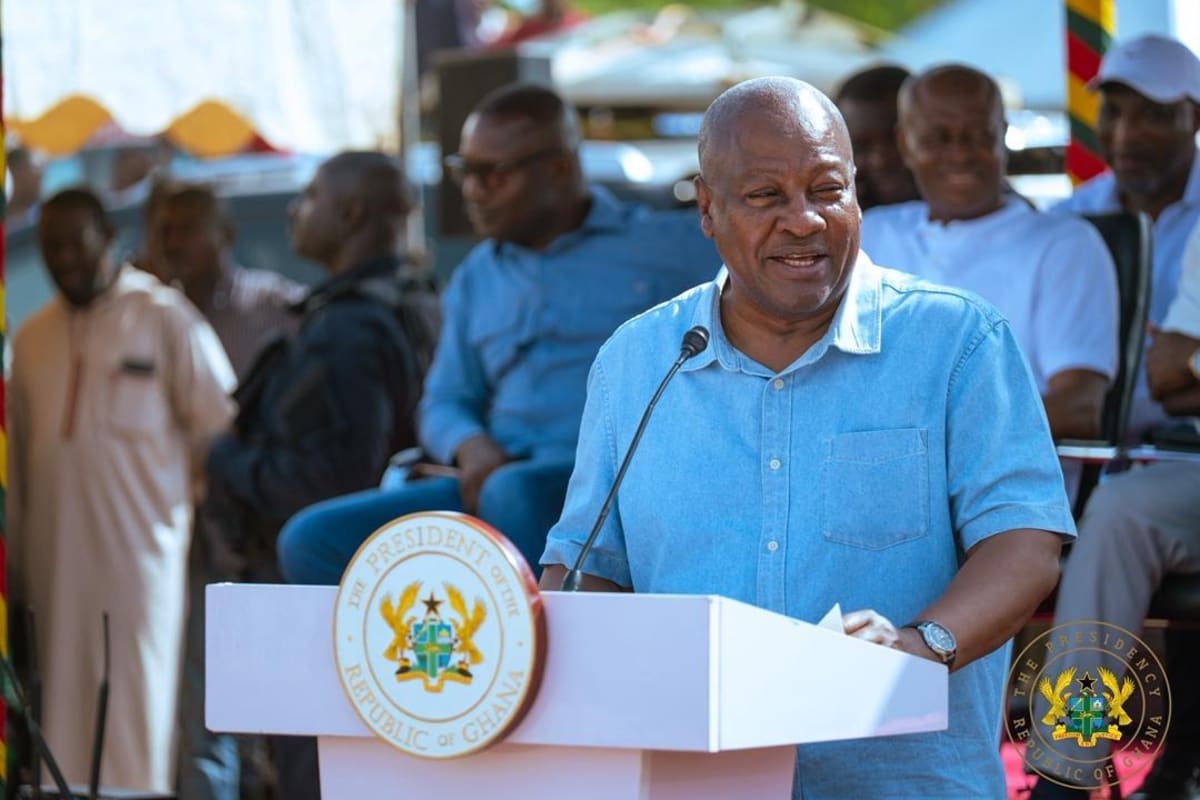 Construction ceremony for new 24-hour economy market in Bole, Ghana with government officials
