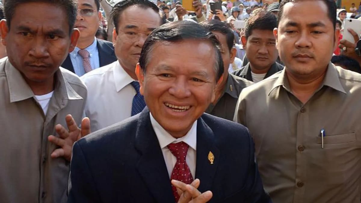 Kem Sokha, former leader of Cambodia's opposition party, after receiving royal pardon