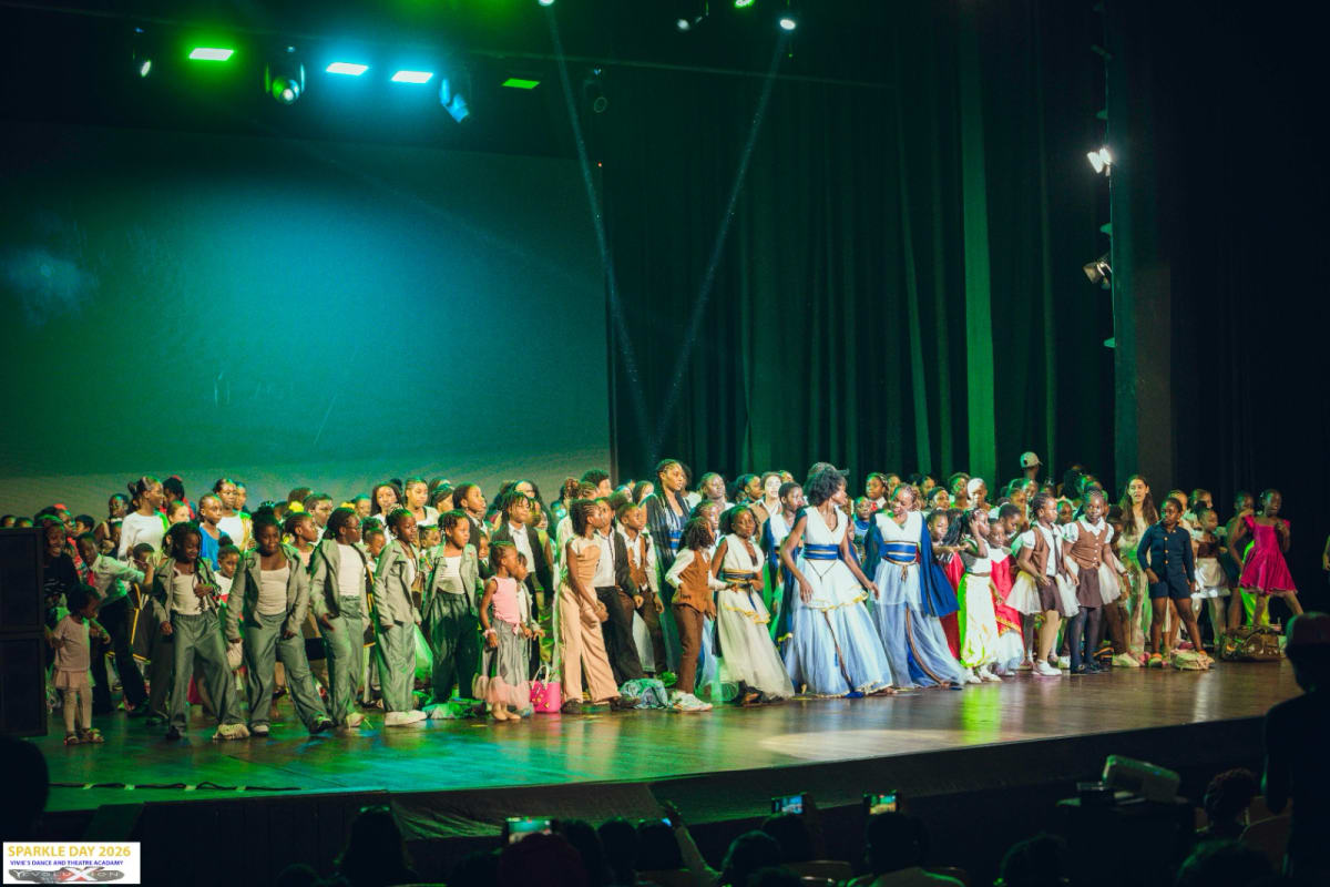 Young Ghanaian dancers performing on stage at National Theatre during anniversary celebration