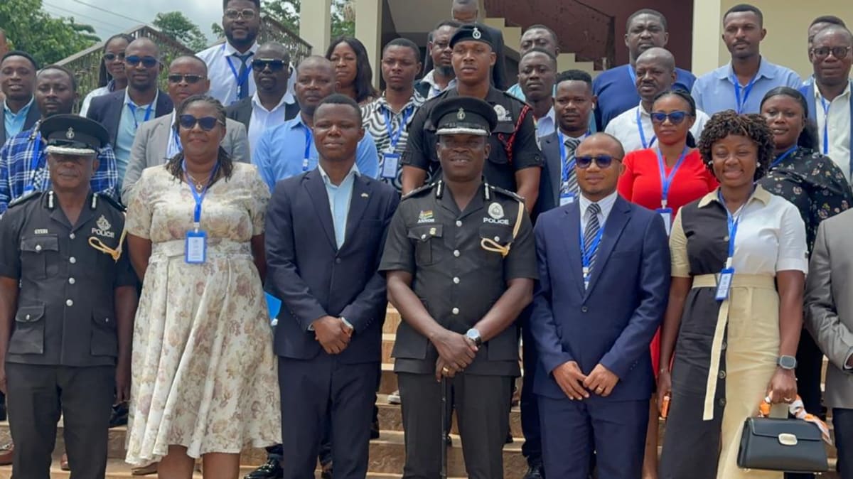 Police officers in Ghana receiving training on combating human trafficking in cocoa-growing regions
