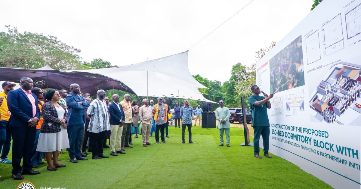Construction groundbreaking ceremony for new boys' dormitory building at Achimota School in Ghana