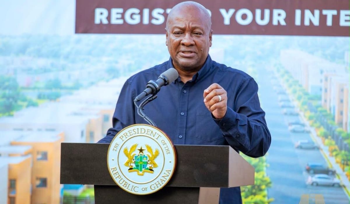 President John Mahama touring construction site of affordable housing development in Ghana