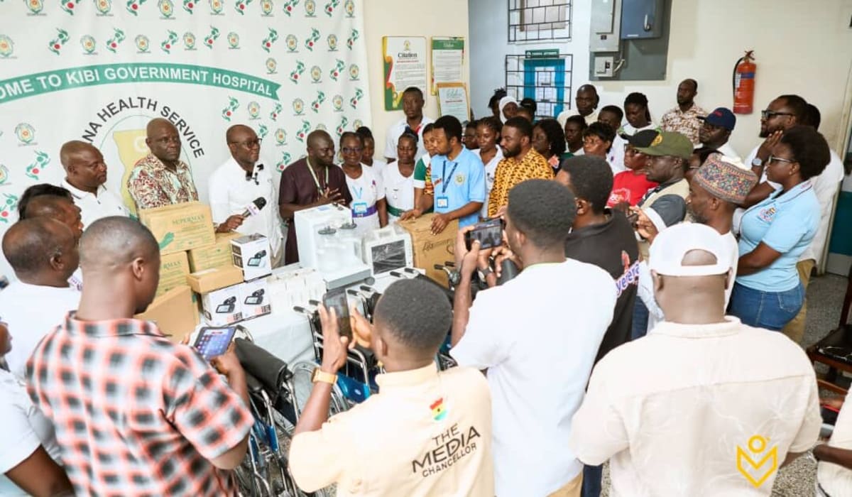 Medical equipment including wheelchairs and patient monitors at Kyebi Government Hospital in Ghana