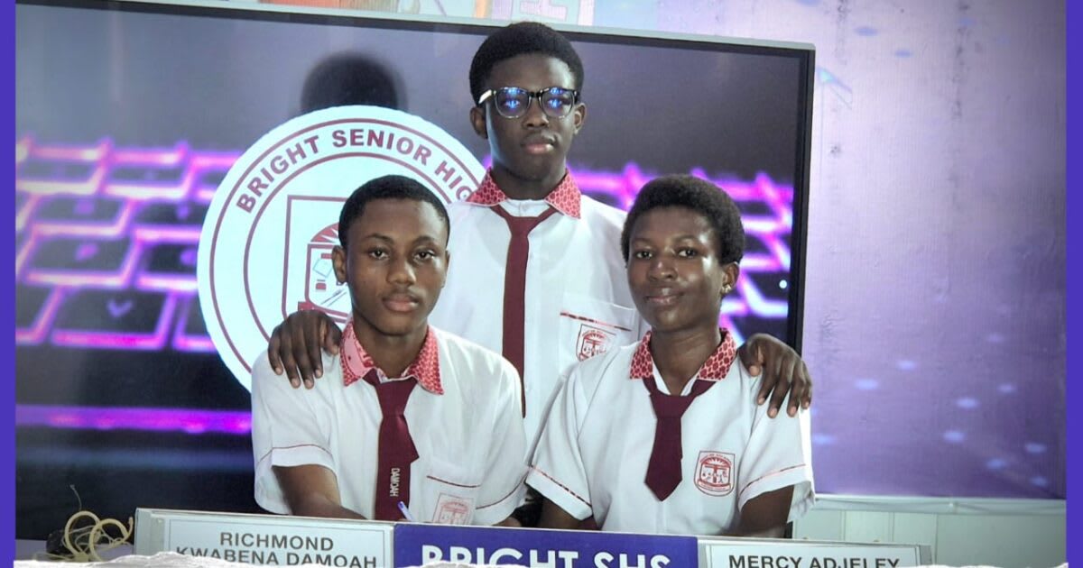 Students from Bright Senior High School celebrating their historic National Science and Maths Quiz semi-final qualification in Ghana