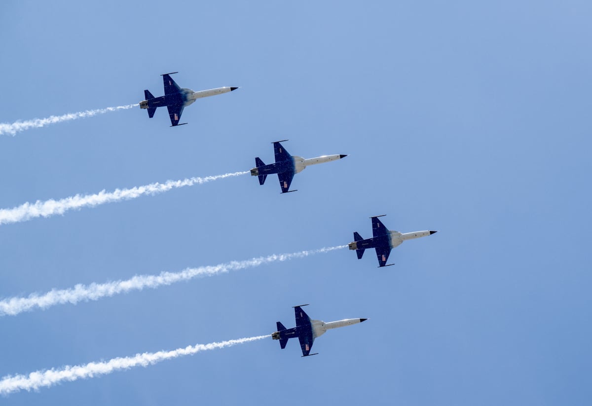 NASA Administrator in fighter jet flying over National Mall during July 4th celebration