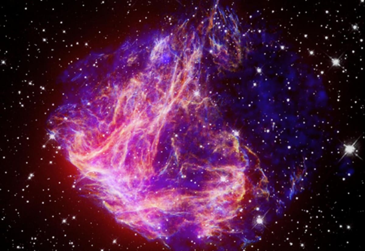 Colorful view of the Large Magellanic Cloud dwarf galaxy in deep space with stars
