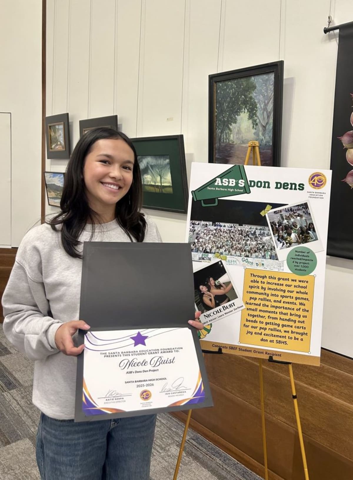 Santa Barbara high school students presenting their community improvement projects at library celebration event