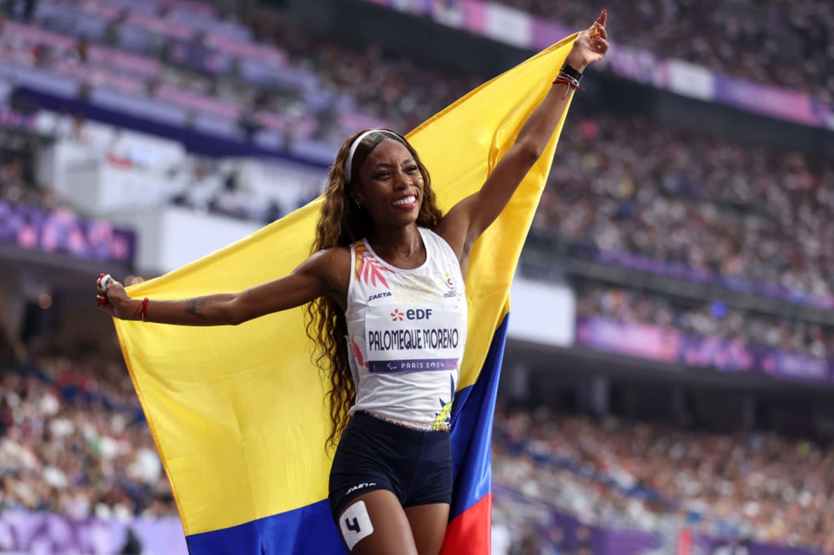 ** Para athletes competing on outdoor track at stadium in Cali, Colombia during Grand Prix finale