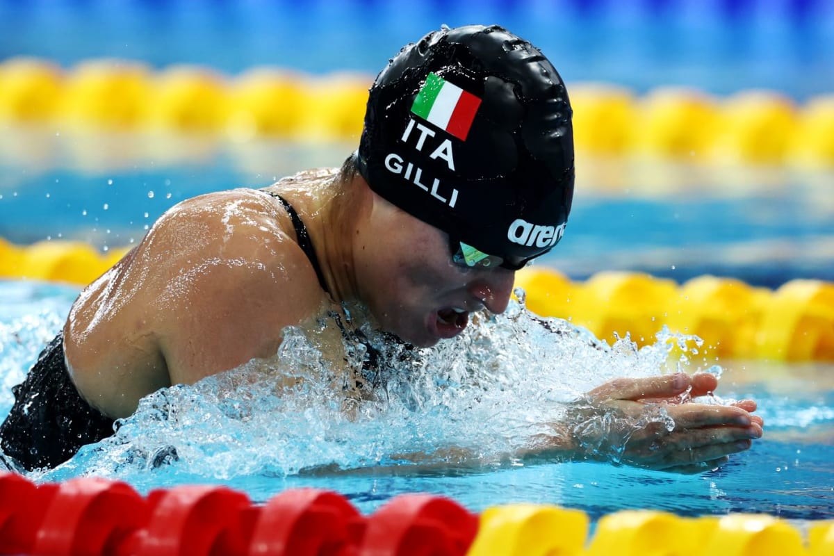 Four-time Paralympic champion Carlotta Gilli swimming butterfly stroke during competition in Italy