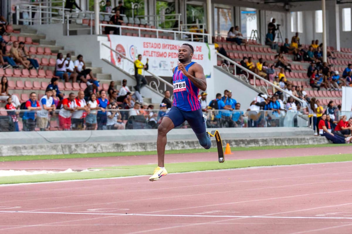 Paralympic sprinter Sherman Guity racing on track during Colombia Grand Prix competition