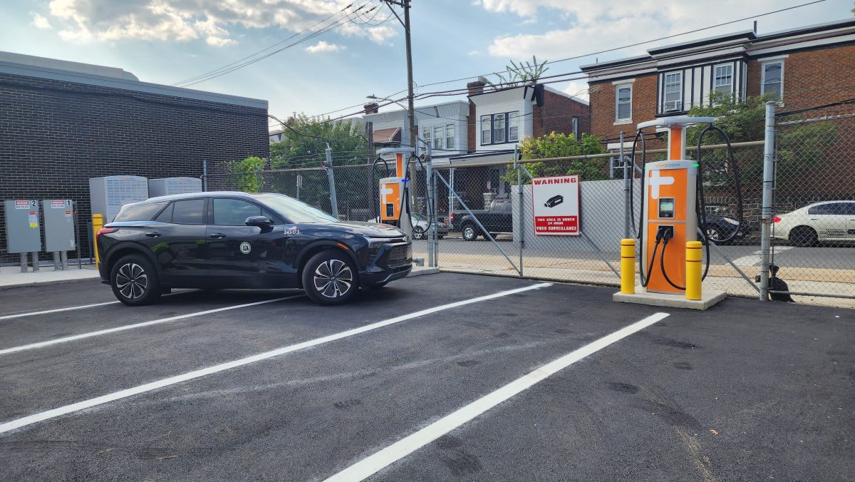Electric vehicle charging stations installed at Philadelphia's Fleet Shop 258 municipal maintenance facility