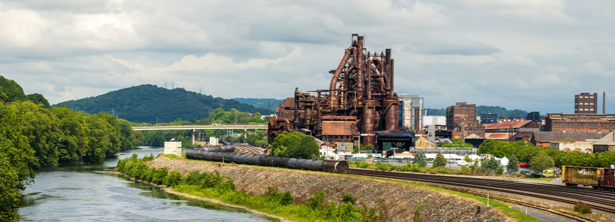 Downtown Allentown Pennsylvania skyline showing modern development and economic revitalization in former Rust Belt city