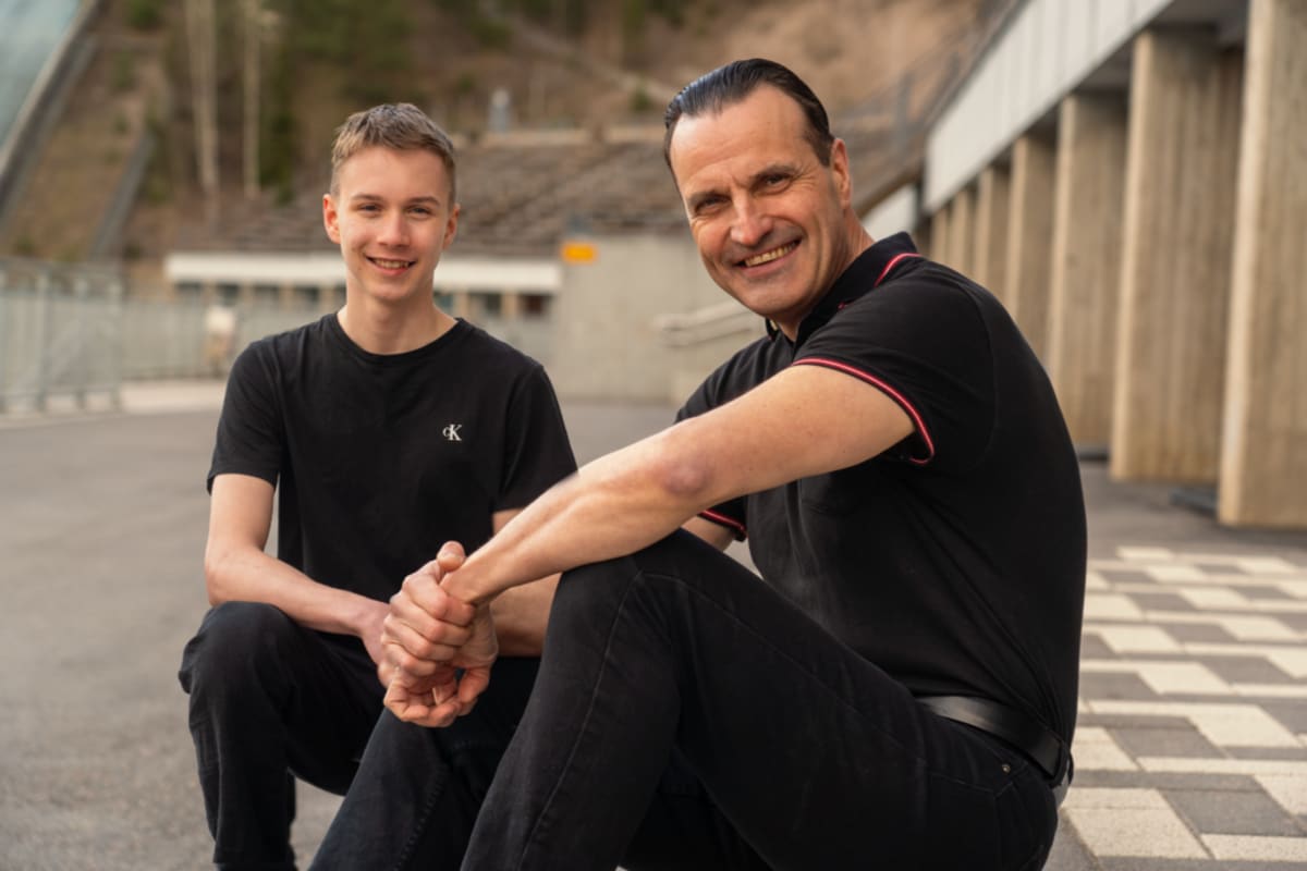 Finnish endurance athlete Teemu Virtanen roller skiing on track during world record attempt