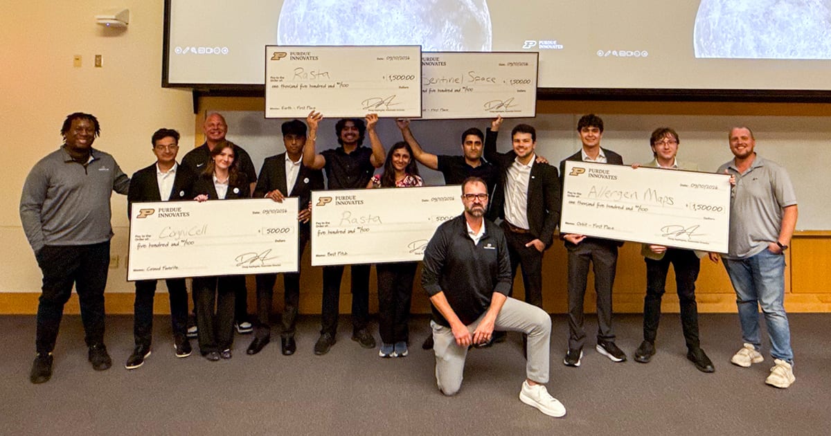 Purdue University student teams presenting innovative solutions during Moonshot Pitch Challenge finals event