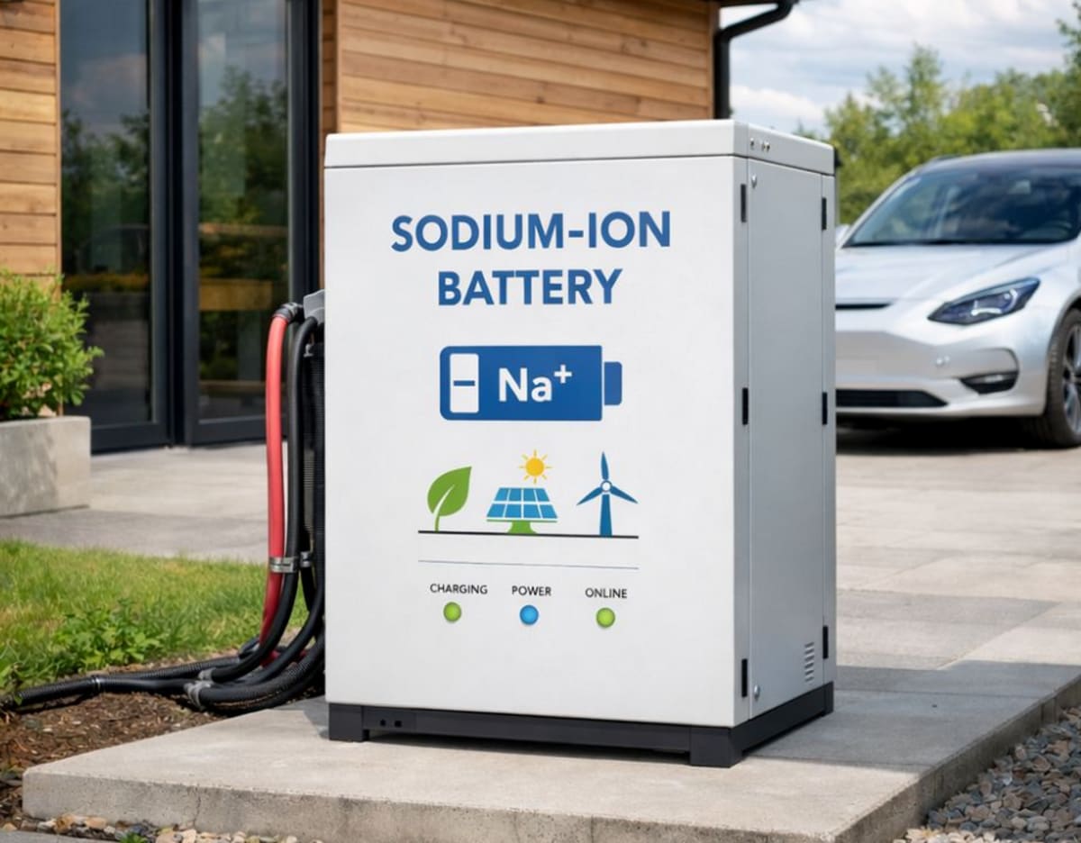 Scientist examining advanced sodium-ion battery prototype in Malaysian research laboratory