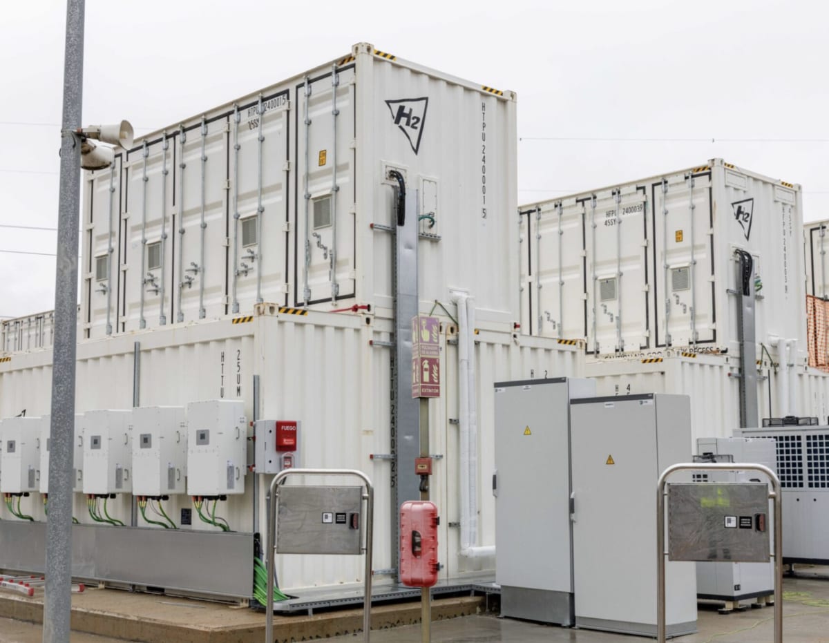 Large industrial battery storage facility with solar panels in northwestern Spain research center