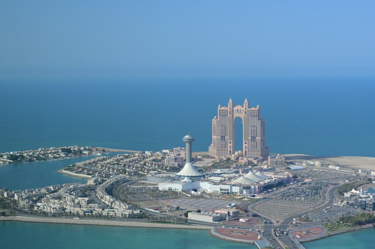 Solar panels installed on residential villa rooftop in sunny Abu Dhabi, United Arab Emirates