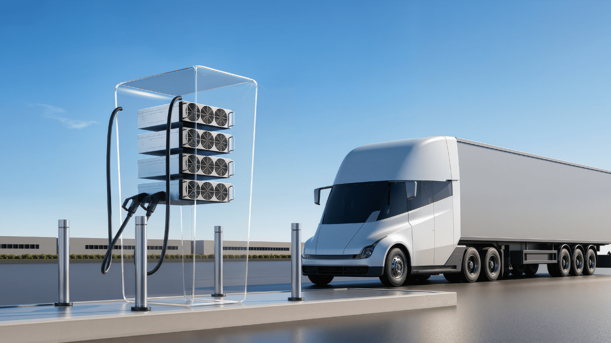 Modern electric vehicle fast charging station module with sealed fanless design in outdoor setting
